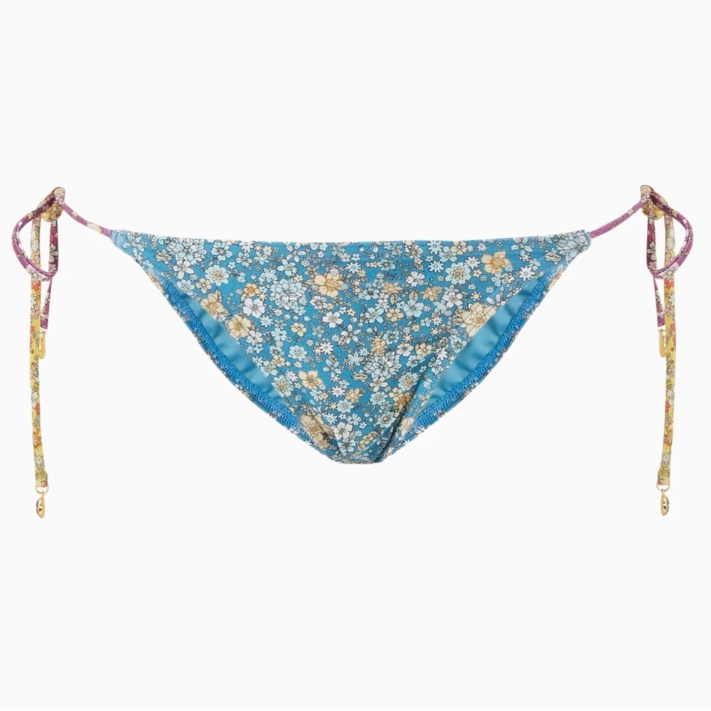 ZIMMERMANN Carnaby Spliced Tri Bikini Bottom Floral Blue Multi 0 2/4 NWT